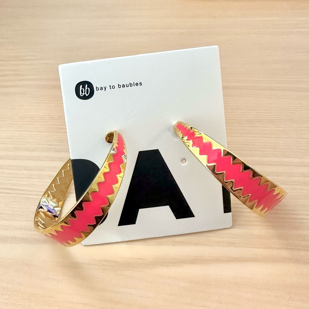 Bay to Baubles - Noel Enamel Metal Hoop Earrings